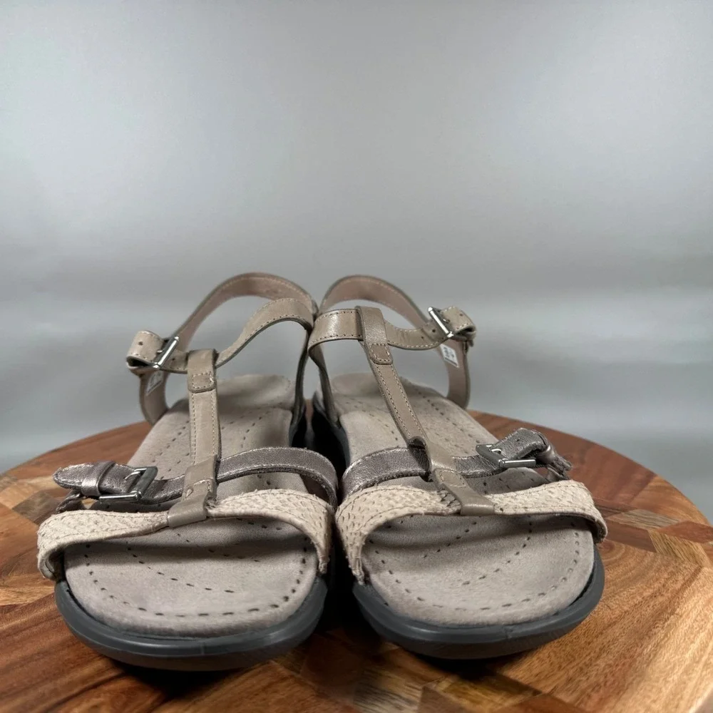 ECCO Womens Cruise Strappy Sandal Taupe Silver Snake‎ Print Leather EU 41 US 10